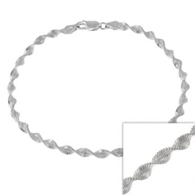 Sterling Silver 3mm Italian Twisted Magic Chain Anklet 9'