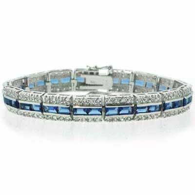 Sterling Silver Simulated Tanzanite and Simulated Diamond CZ Bracelet