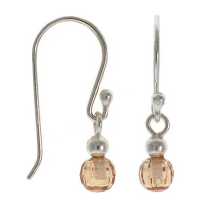 Sterling Silver Champagne CZ Briolette Disc Dangle Earrings