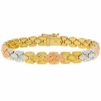 18K Gold over Sterling Silver Tricolor Link Bracelet