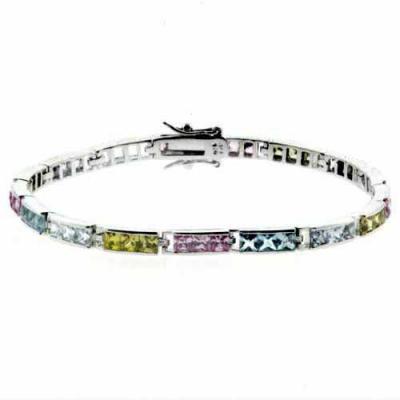 Sterling Silver Multi Colored CZ Bracelet