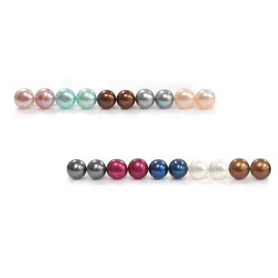 Sterling Silver 5-5.5mm Multi Color Freshwater Cultured Pearl Stud Earrings, Set of 10