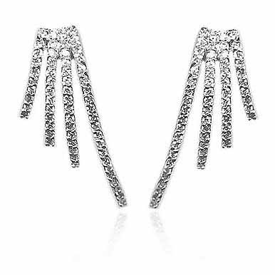 Sterling Silver CZ Delicate Graduating Strands Earrings