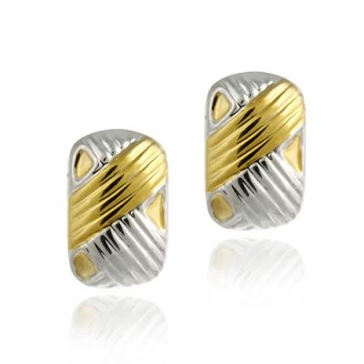Sterling Silver & Gold Overlay Two Tone Weave Design Earrings