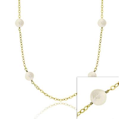 18K Gold over Sterling Silver Freshwater Cultured White Coin Pearl Chain Necklace, 30 inch