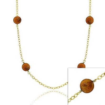 18K Gold over Sterling Silver Freshwater Cultured Copper Coin Pearl Chain Necklace, 30 inch