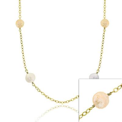 18K Gold over Sterling Silver Freshwater Cultured Gray & White Coin Pearl Chain Necklace, 30 inch