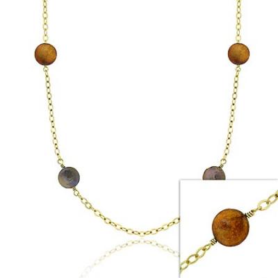 18K Gold over Sterling Silver Freshwater Cultured Multi-Color Coin Pearl Chain Necklace, 30 inch