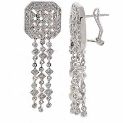 Sterling Silver CZ Three Strand Dangle Earrings