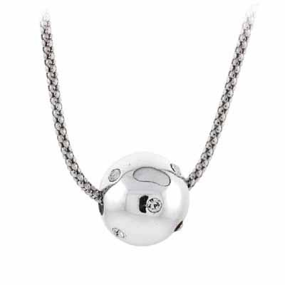 Sterling Silver Simulated Diamond CZ Confetti Ball Pendant