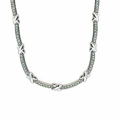 Silver X and Simulated Diamond CZ Necklace