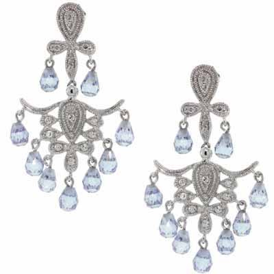 Sterling Silver Lavender & White CZ Chandelier Earrings