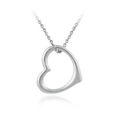 Designer Open Floating Heart Sleek Sterling Silver Pendant