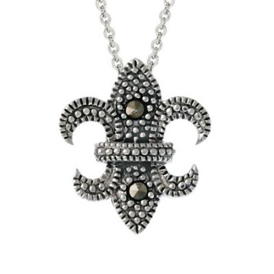 Sterling Silver Marcasite Fleur De Lis Pendant
