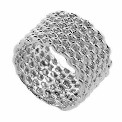 Sterling Silver Designer Mesh Ring Size 6