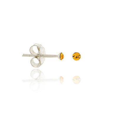 Sterling Silver Yellow Rhinestone Mini Stud Earrings