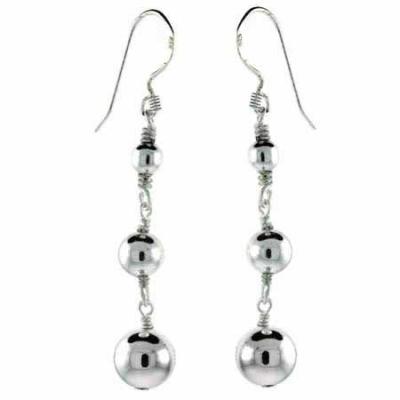 Sterling Silver Dangling Three Bead Earrings