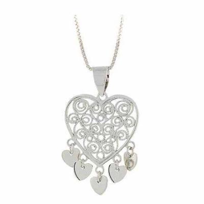 Sterling Silver Filigree Chandelier Heart Pendant
