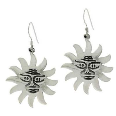 Sterling Silver Smile Sun Dangle Earrings