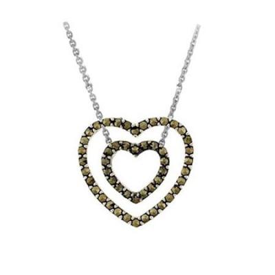 Sterling Silver 3-in-1 Marcasite Open Heart Pendant