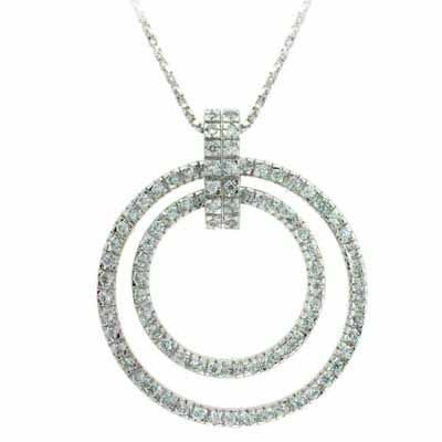 Sterling Silver CZ Double Eternity Celebrity Pendant