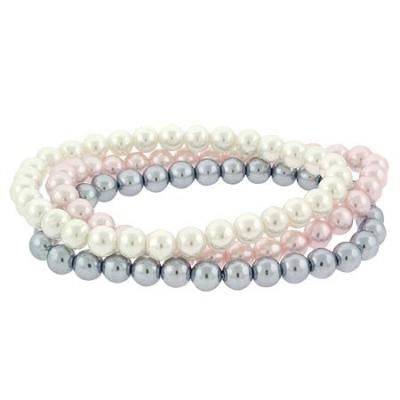 Three Strand Multi Color Stone Bead Strech Bracelet