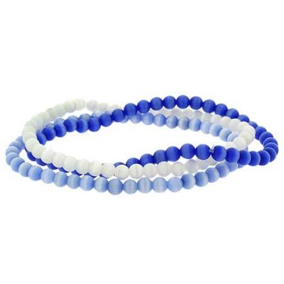 Three Strand Cats Eye Bead Strech Bracelet