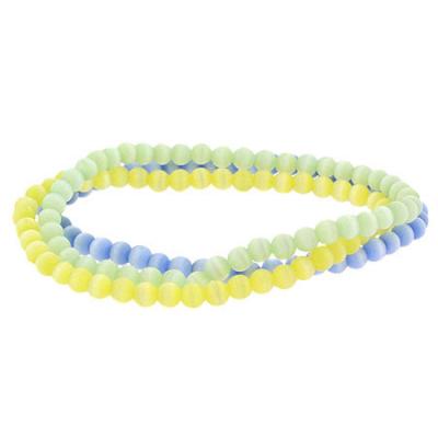 Three Strand Cats Eye Bead Strech Bracelet