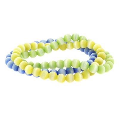 Three Strand Cats Eye Bead Strech Bracelet