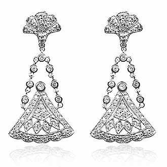 Sterling Silver CZ Vintage Chandelier Earrings
