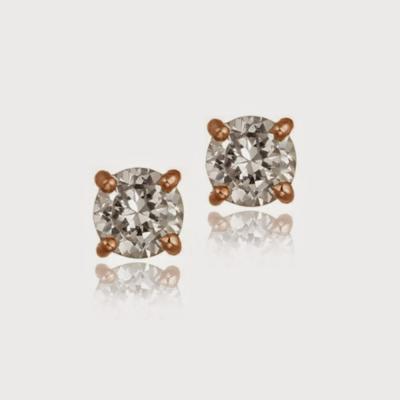18K Rose Gold Over Sterling Silver CZ 6mm Round Stud Earrings