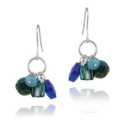 Sterling Silver Apatite Cluster Dangle Earrings