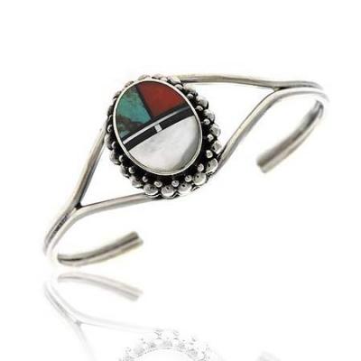 Sterling Silver Multi Color Stone Bangle