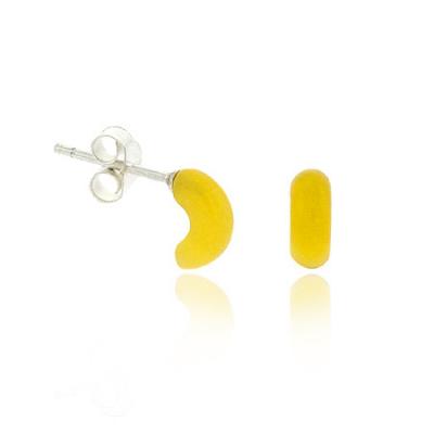 Retro Sterling Silver .925 Yellow Half Hoop Mini Small Kid Stud Earrings