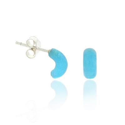 Sterling Silver Turquiose Half Hoop Childrens Earrings