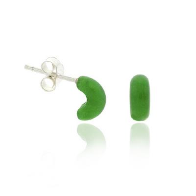 Sterling Silver Green Half-Hoop Childrens Earrings