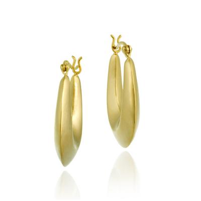 18K Gold over Sterling Silver Puffed Hoop Earrings