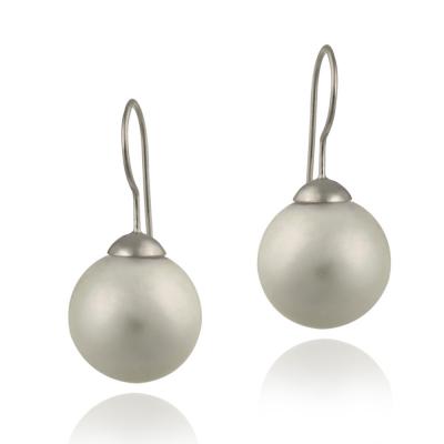 Sterling Silver 16mm White Shell Pearl Drop Earrings