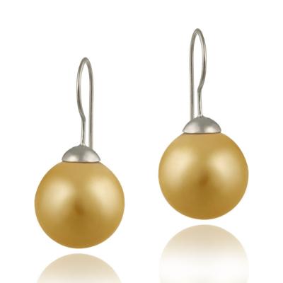 Sterling Silver 16mm Peach Shell Pearl Drop Earrings
