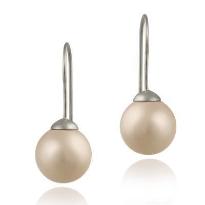 Sterling Silver 12mm Pink Shell Pearl Drop Earrings