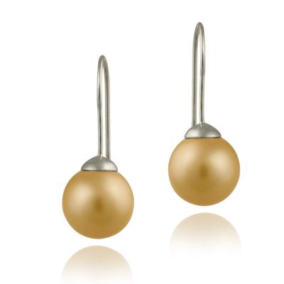 Sterling Silver 12mm Peach Shell Pearl Drop Earrings