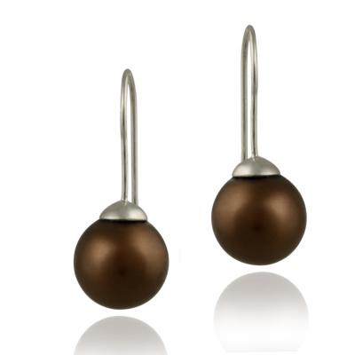 Sterling Silver 12mm Bronze Shell Pearl Drop Earrings