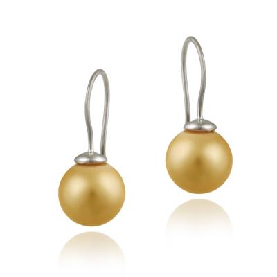 Sterling Silver 10mm Peach Shell Pearl Drop Earrings
