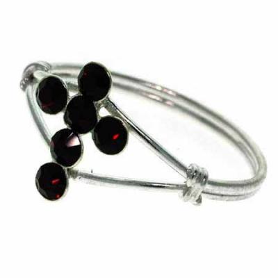 Sterling Silver Red CZ Cross Junior Ring Size 4
