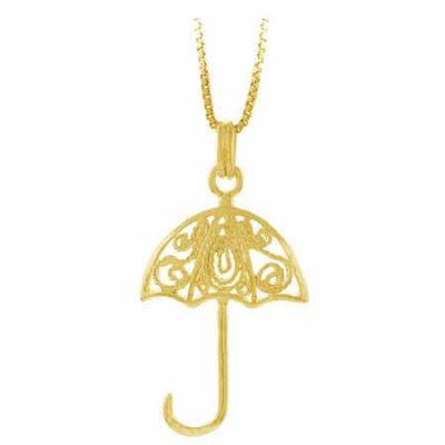18K Gold over Sterling Silver Filigree Umbrella Pendant