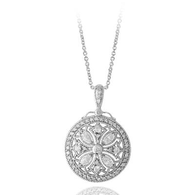 Sterling Silver CZ Filigree Medallion Pendant