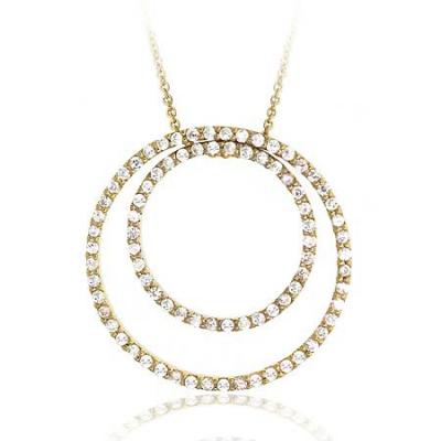 18K Gold over Sterling Silver 4/5ct CZ Double Circle Eternity Pendant
