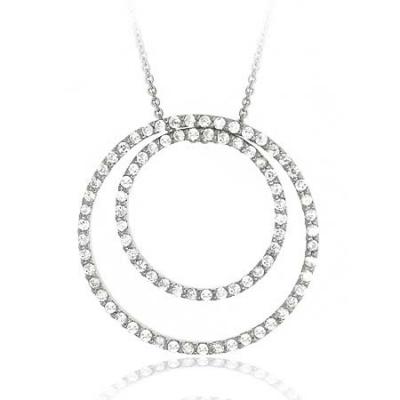 Sterling Silver .925 cz Diamond cubic zirconia Eternity Pendant/Slide