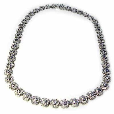 Sterling Silver 3/5ct CZ Flower Link Necklace