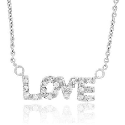 Sterling Silver Cubic Zirconia Love Necklace